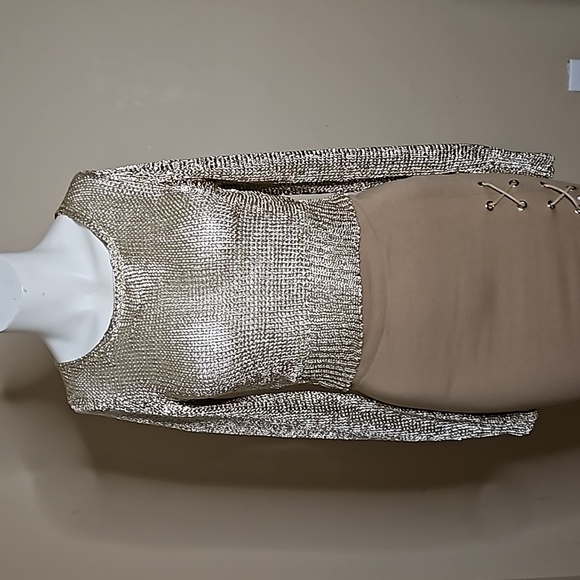 Rare - Stunning Haebaragi Gold Knit Top ptp16 stretches ptp21 - Picture 2 of 9